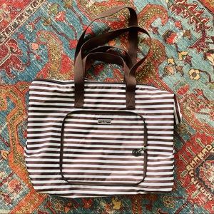 Henri Bendel packable travel tote brown & white large
